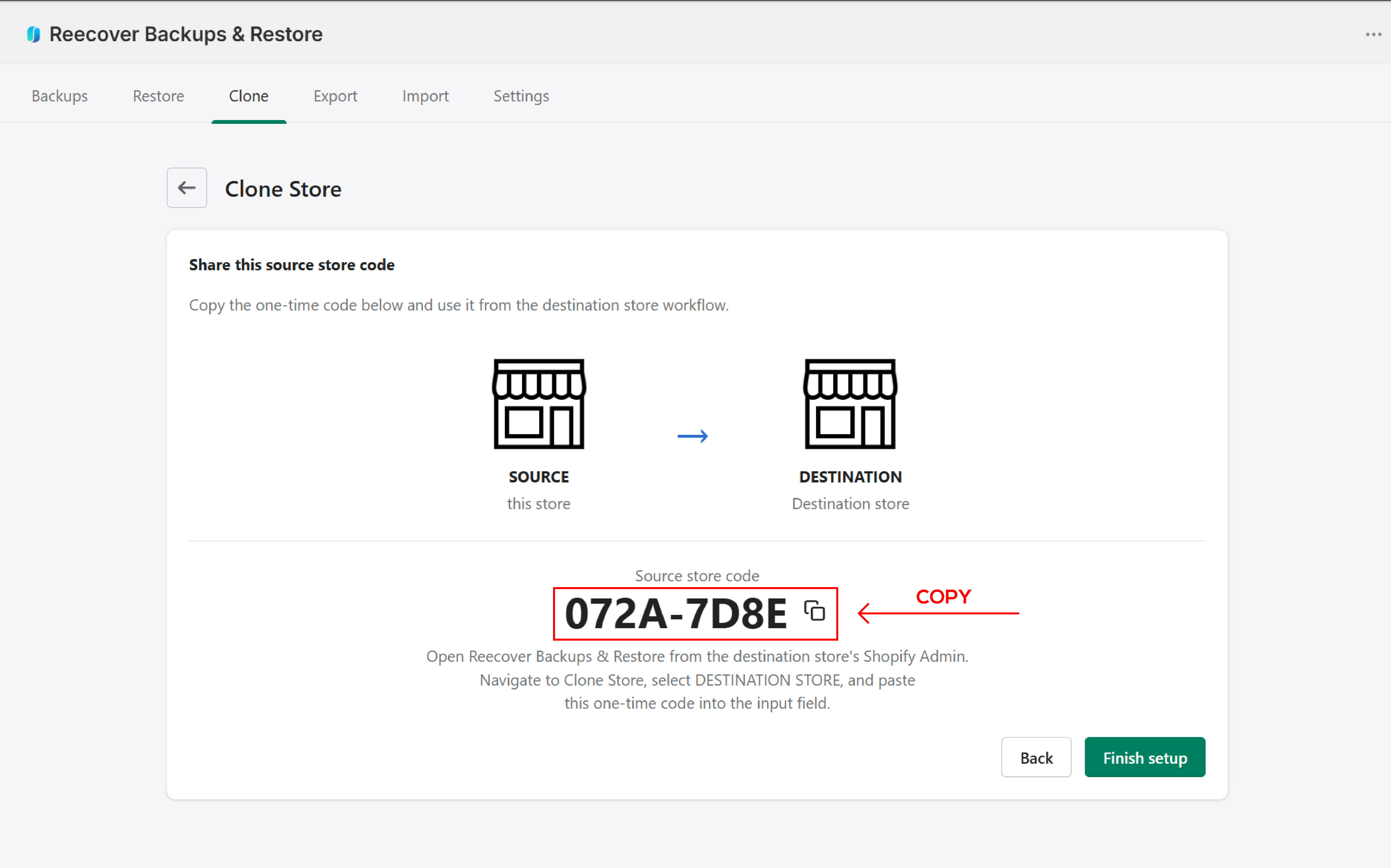 Generated clone code to copy