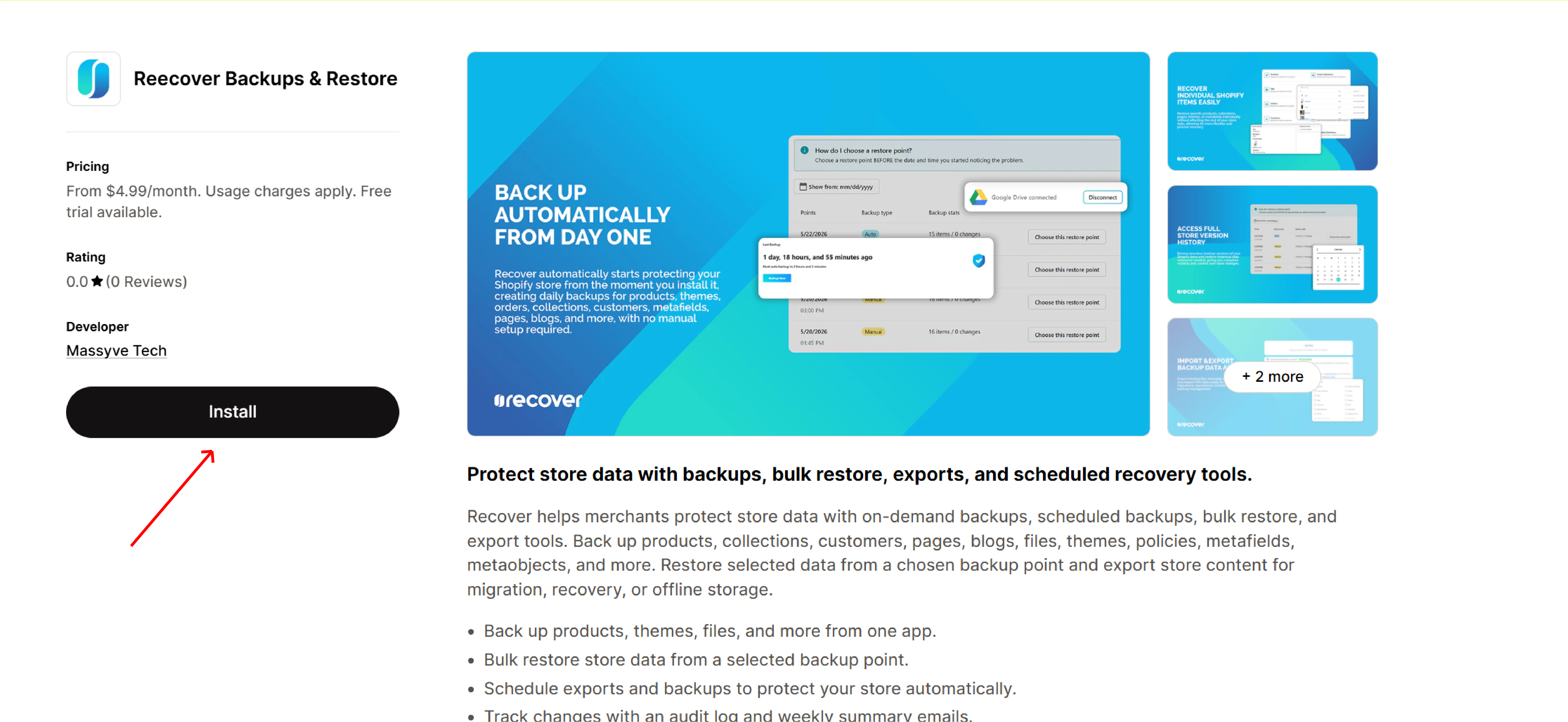 Install Recover from the Shopify App Store